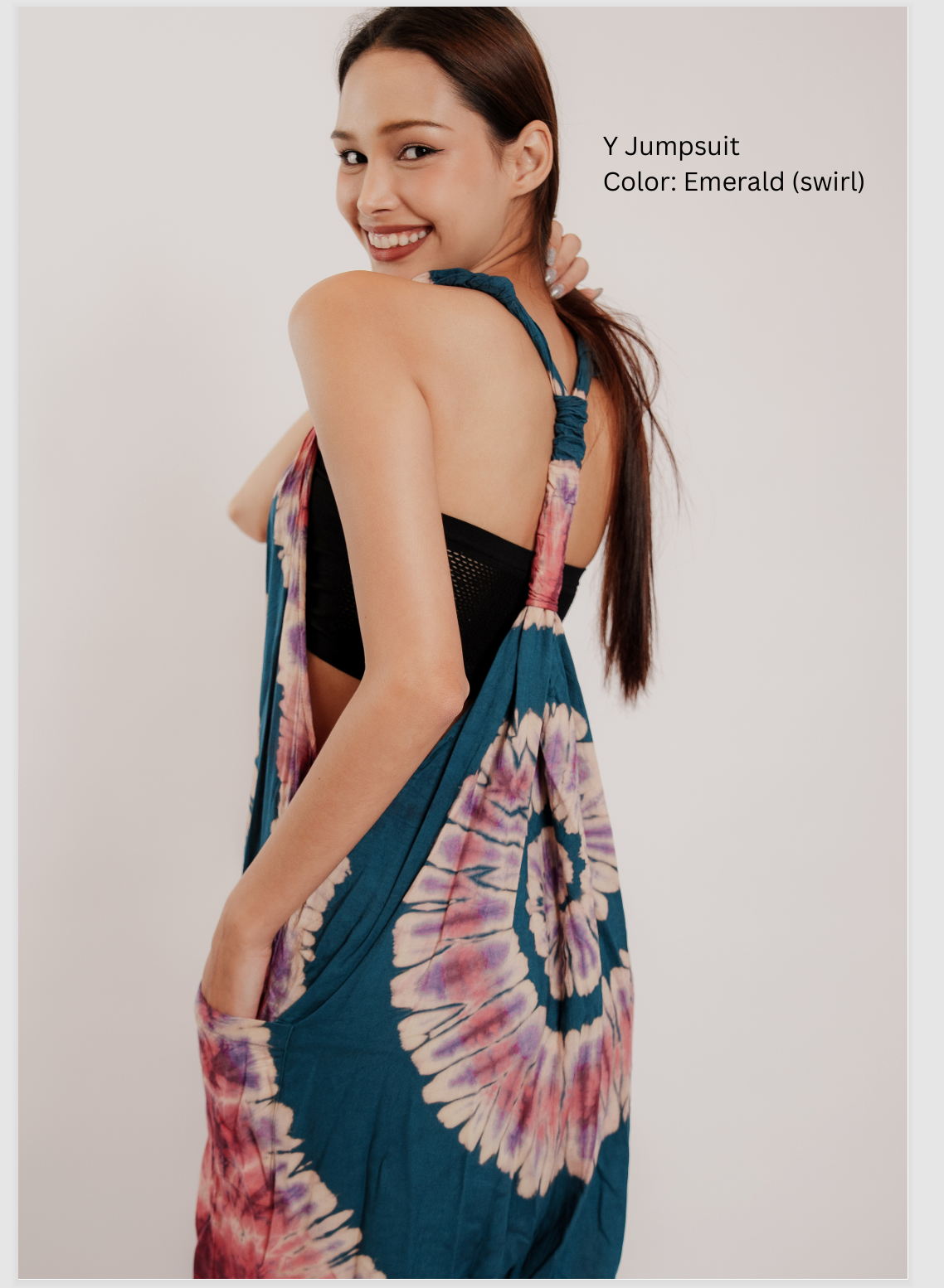 Y Boho Thai Jumpsuit Tie Dye Open Back Summer Jumpsuit