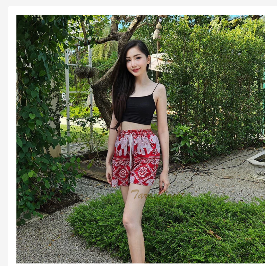 Thai Elephant Shorts  Lightweight Silk Boho Shorts