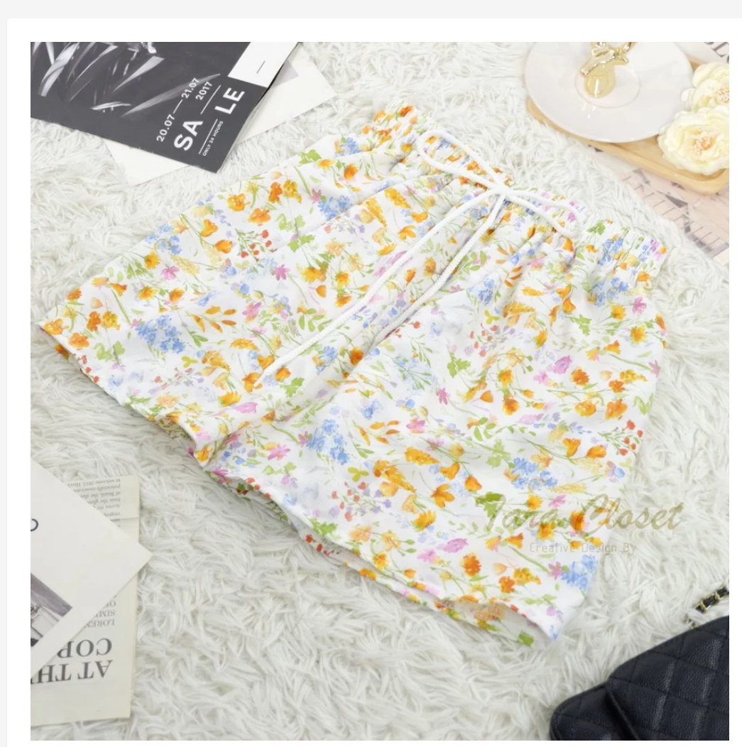 Thai Elephant Shorts  Lightweight Silk Boho Shorts
