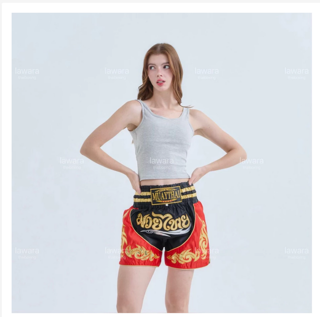 Thai Embroidered Muay Thai Shorts, Traditional Side Pattern
