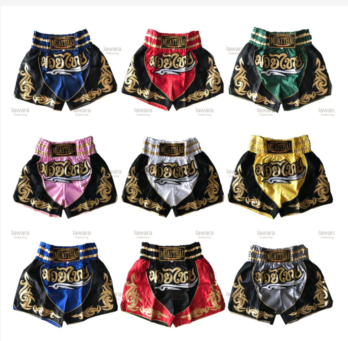 Thai Embroidered Muay Thai Shorts, Traditional Side Pattern