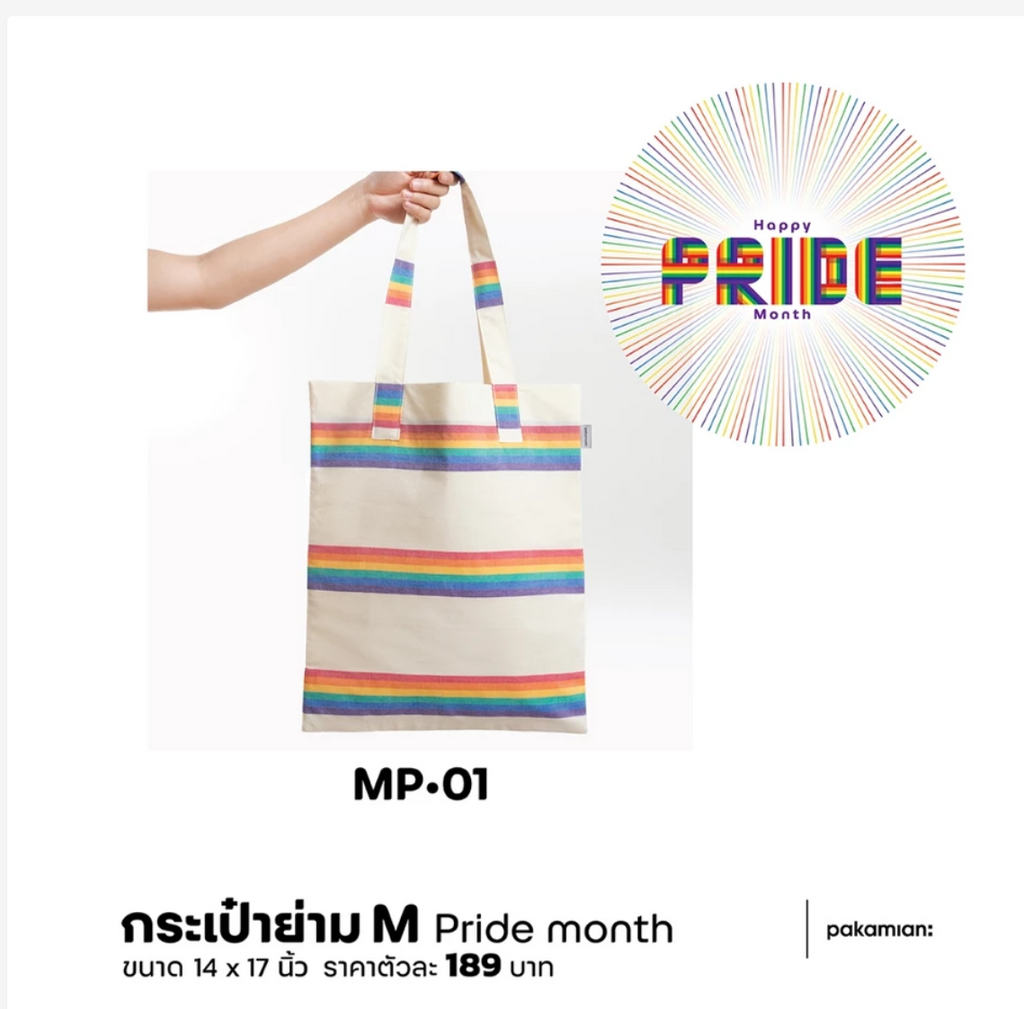 Pride Rainbow Tote Bag, Handmade Cotton Shoulder Bag