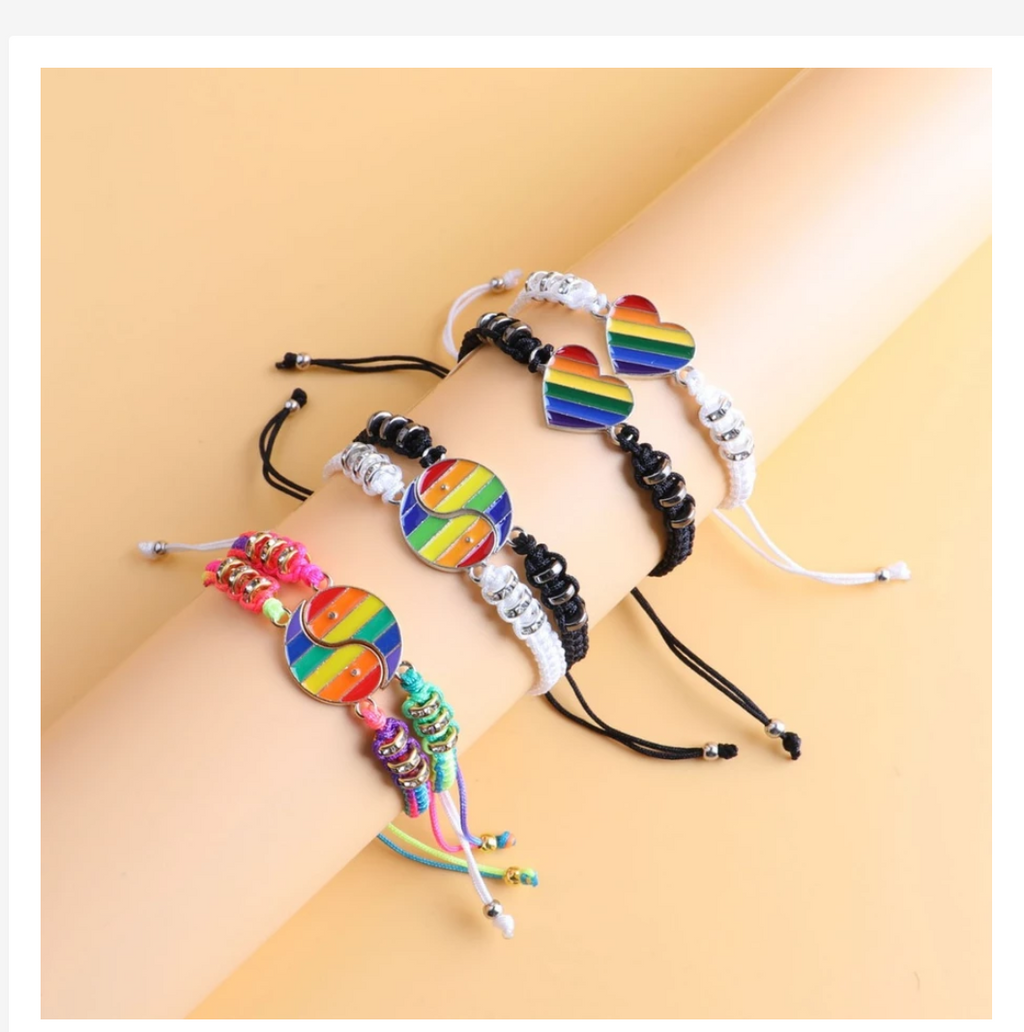 Pride Rainbow Bracelets, LGBTQ+ Wristbands & Adjustable Bracelets