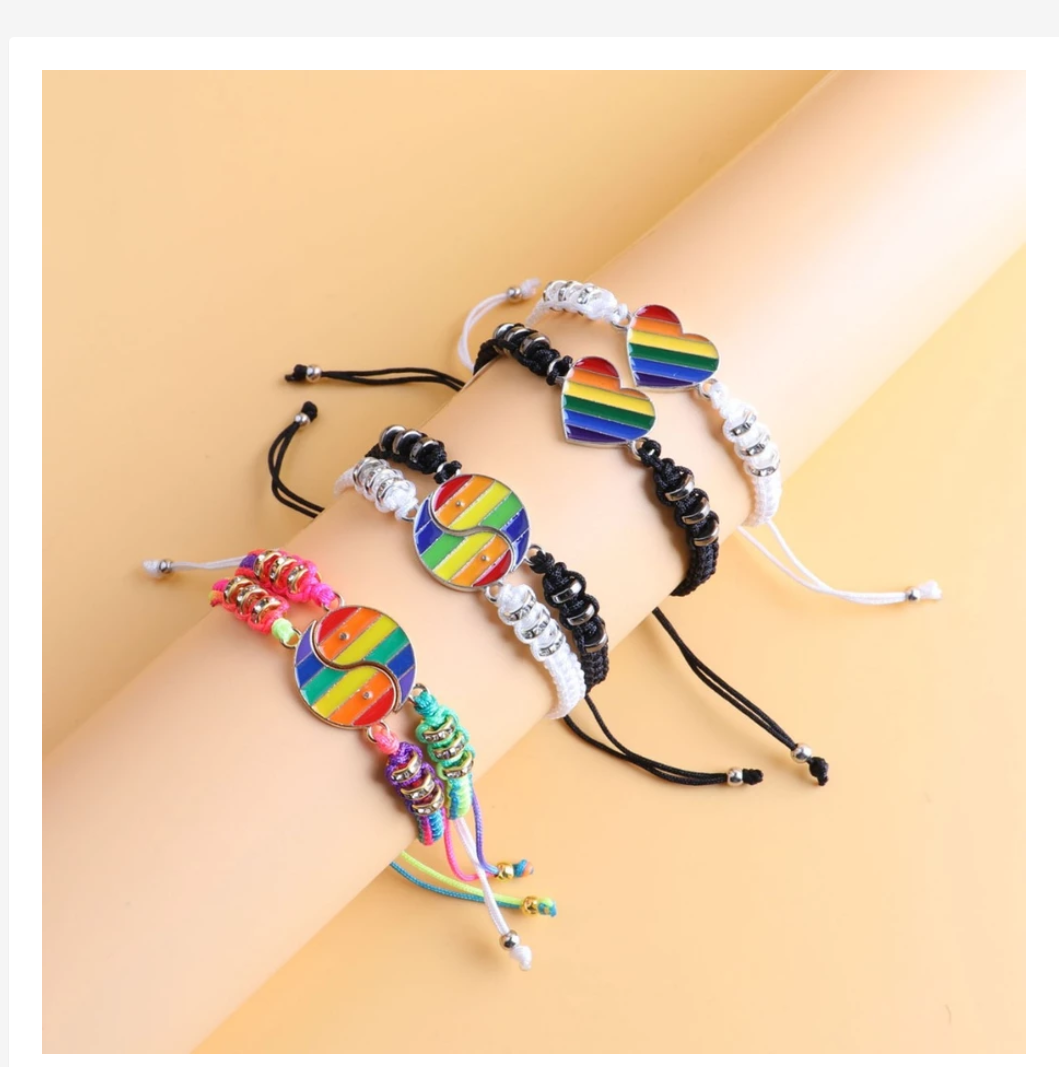Pride Rainbow Bracelets, LGBTQ+ Wristbands & Adjustable Bracelets