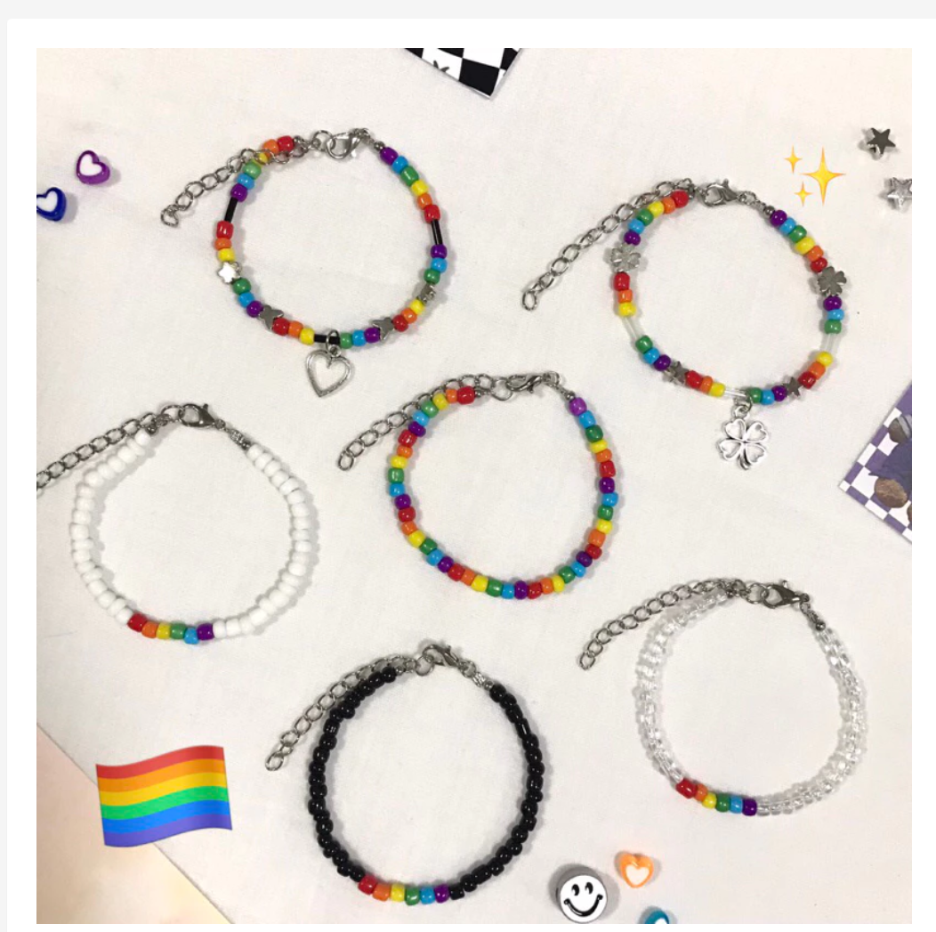 Handmade Pride Rainbow Beaded Bracelet