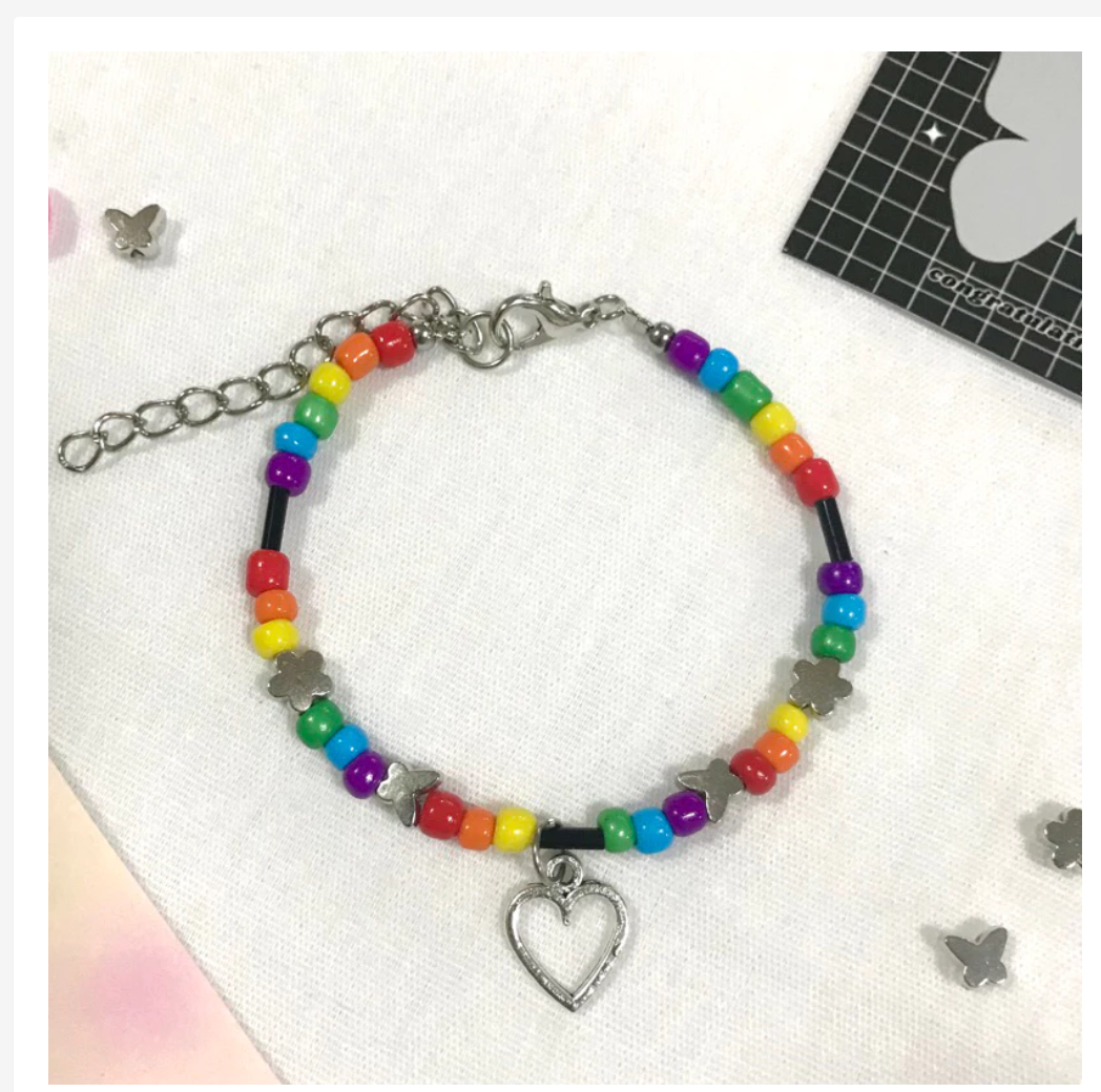 Handmade Pride Rainbow Beaded Bracelet