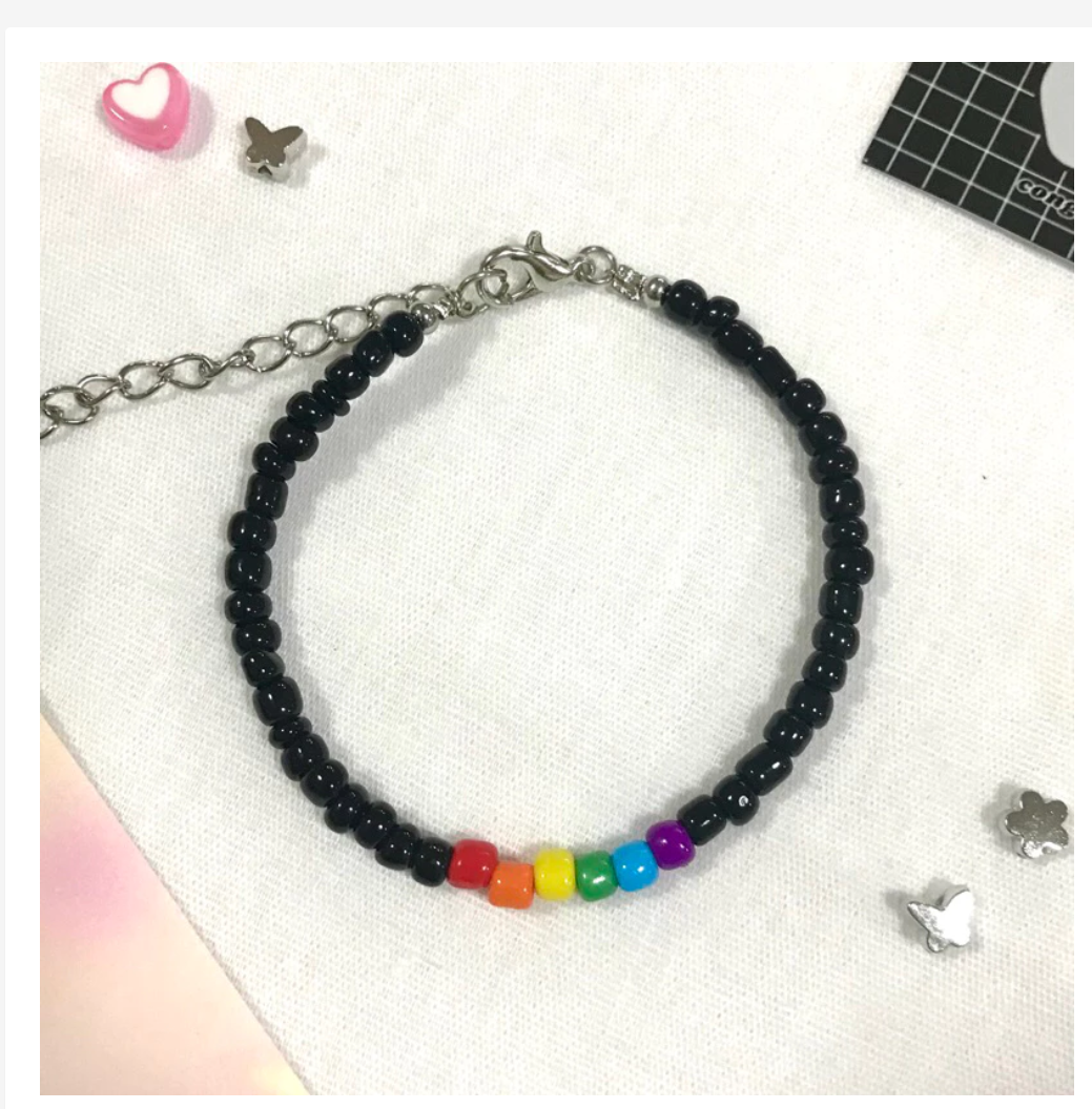 Handmade Pride Rainbow Beaded Bracelet