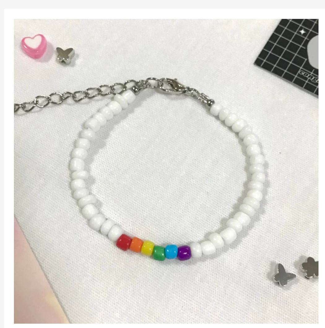 Handmade Pride Rainbow Beaded Bracelet