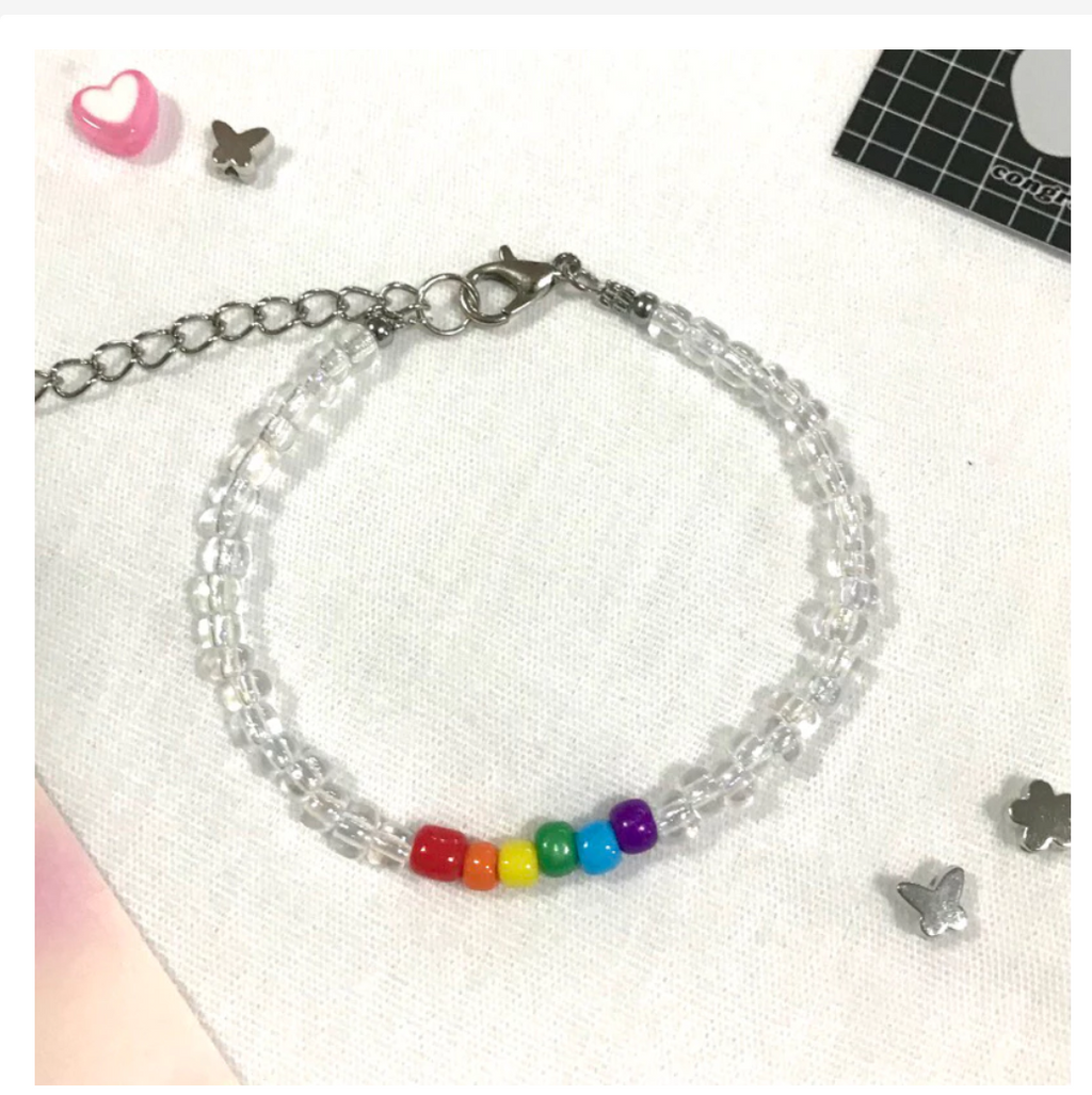 Handmade Pride Rainbow Beaded Bracelet