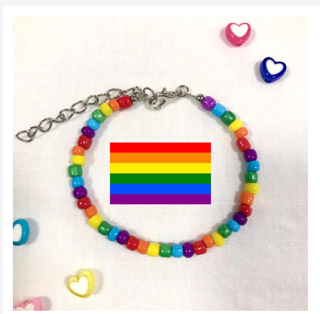 Handmade Pride Rainbow Beaded Bracelet