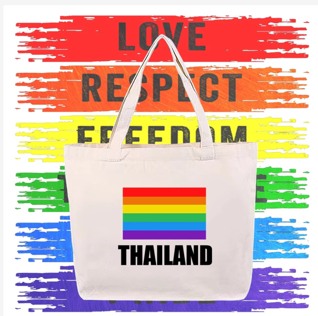 Thailand Pride Rainbow Tote Bag, Lightweight Canvas Shoulder Bag
