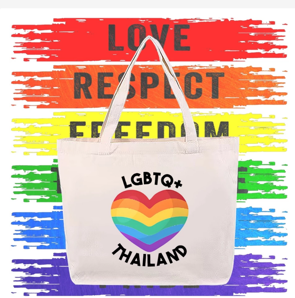 Thailand Pride Rainbow Tote Bag, Lightweight Canvas Shoulder Bag