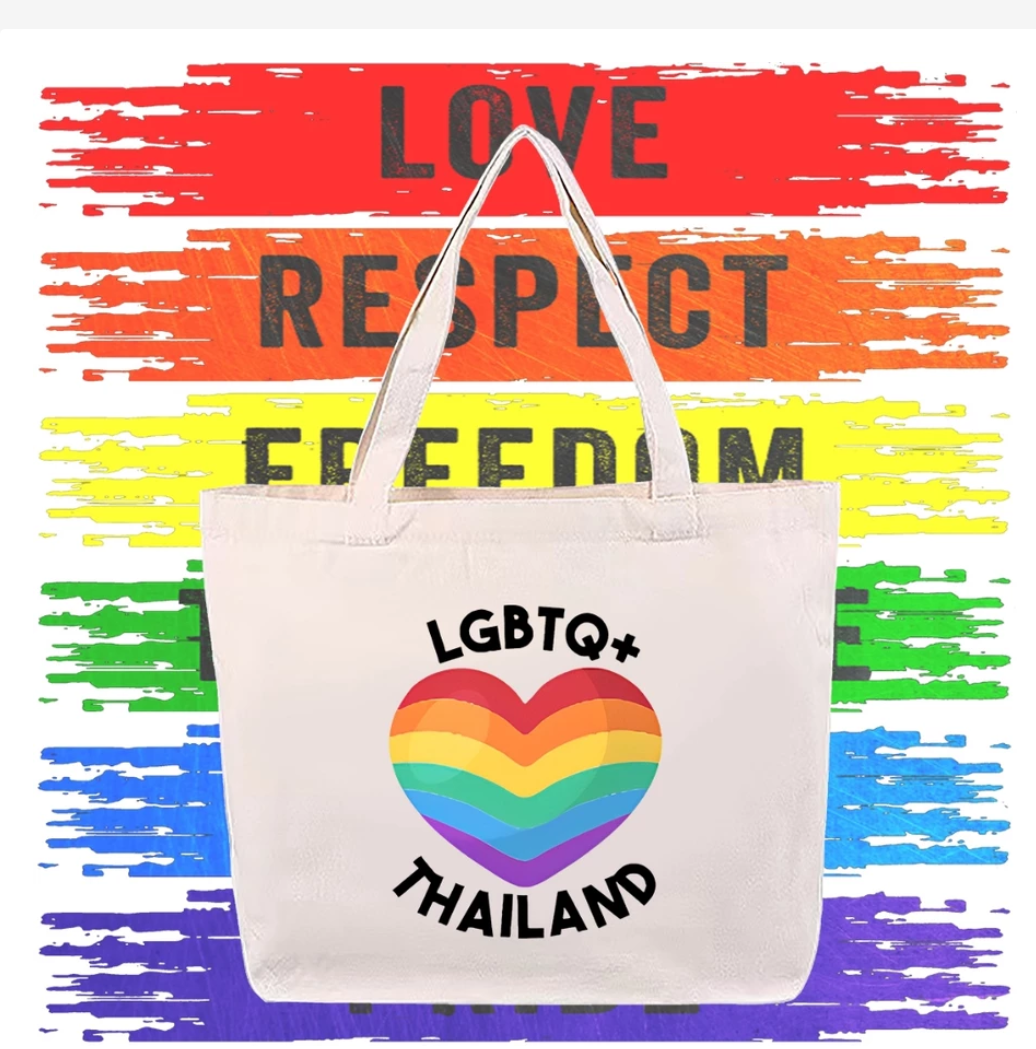 Thailand Pride Rainbow Tote Bag, Lightweight Canvas Shoulder Bag