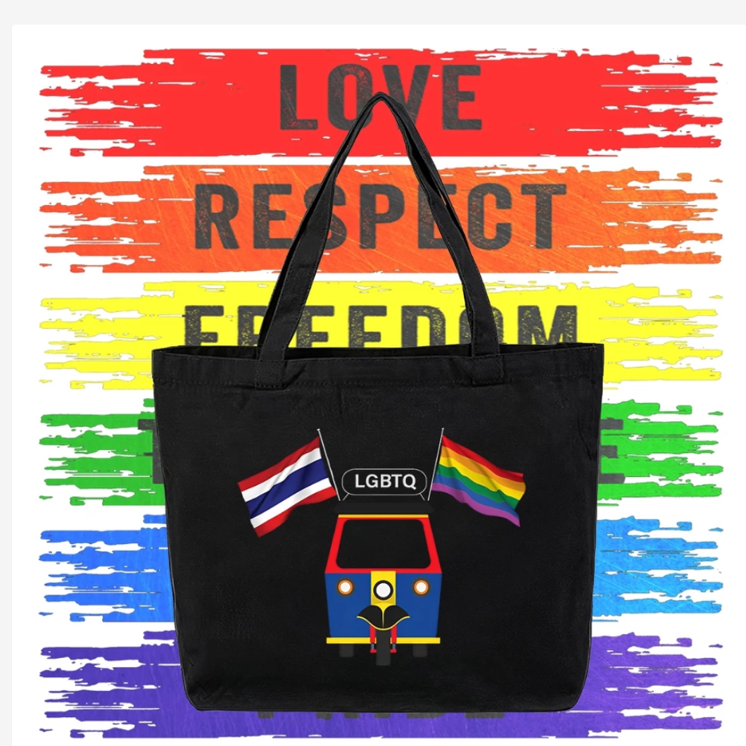 Thailand Pride Rainbow Tote Bag, Lightweight Canvas Shoulder Bag