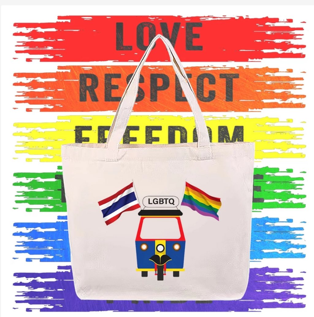 Thailand Pride Rainbow Tote Bag, Lightweight Canvas Shoulder Bag