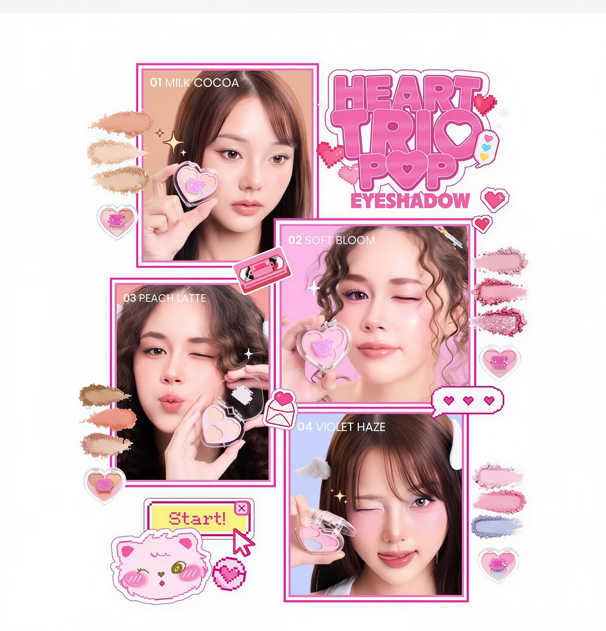 MELLME Heart Trio Pop Eyeshadow – 3-in-1 Heart Palette