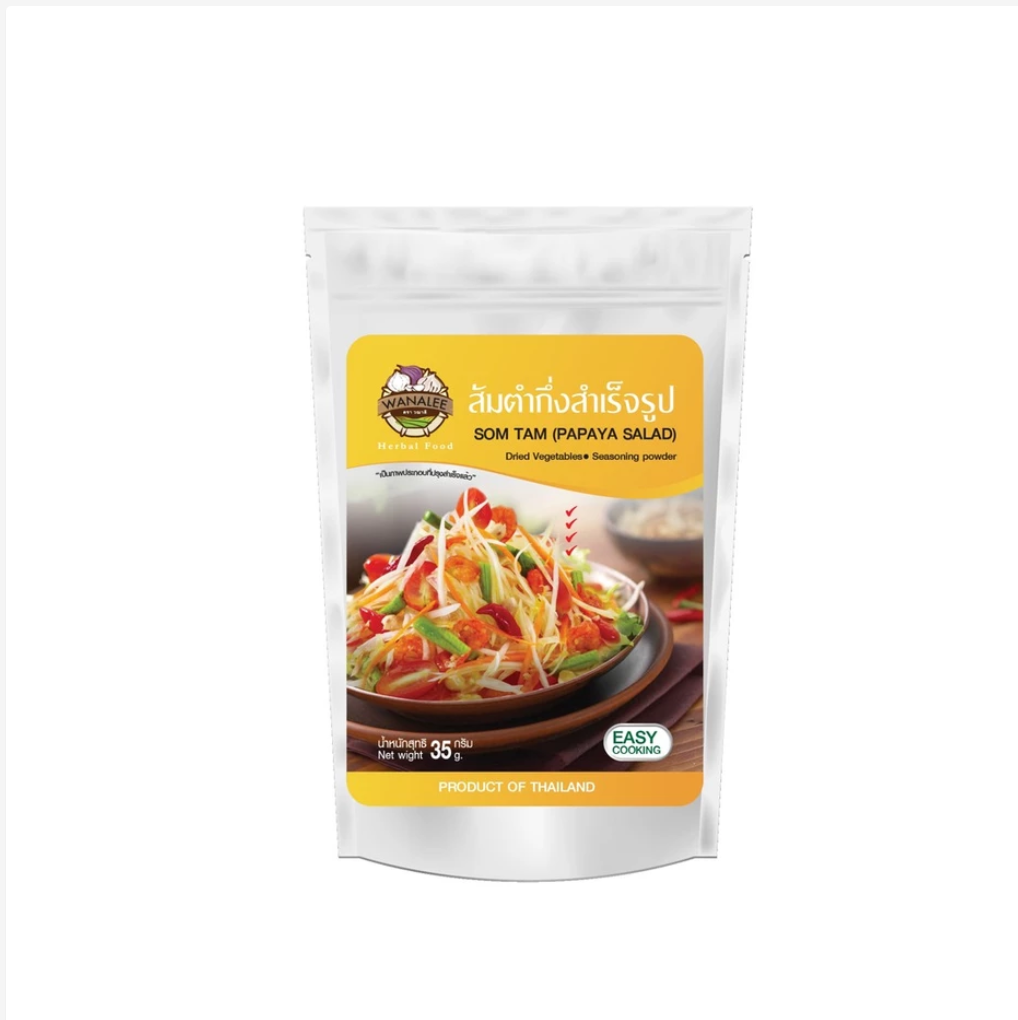 WANALEE Dried Papaya Salad Set 35g – Thai Som Tum Ready Mix