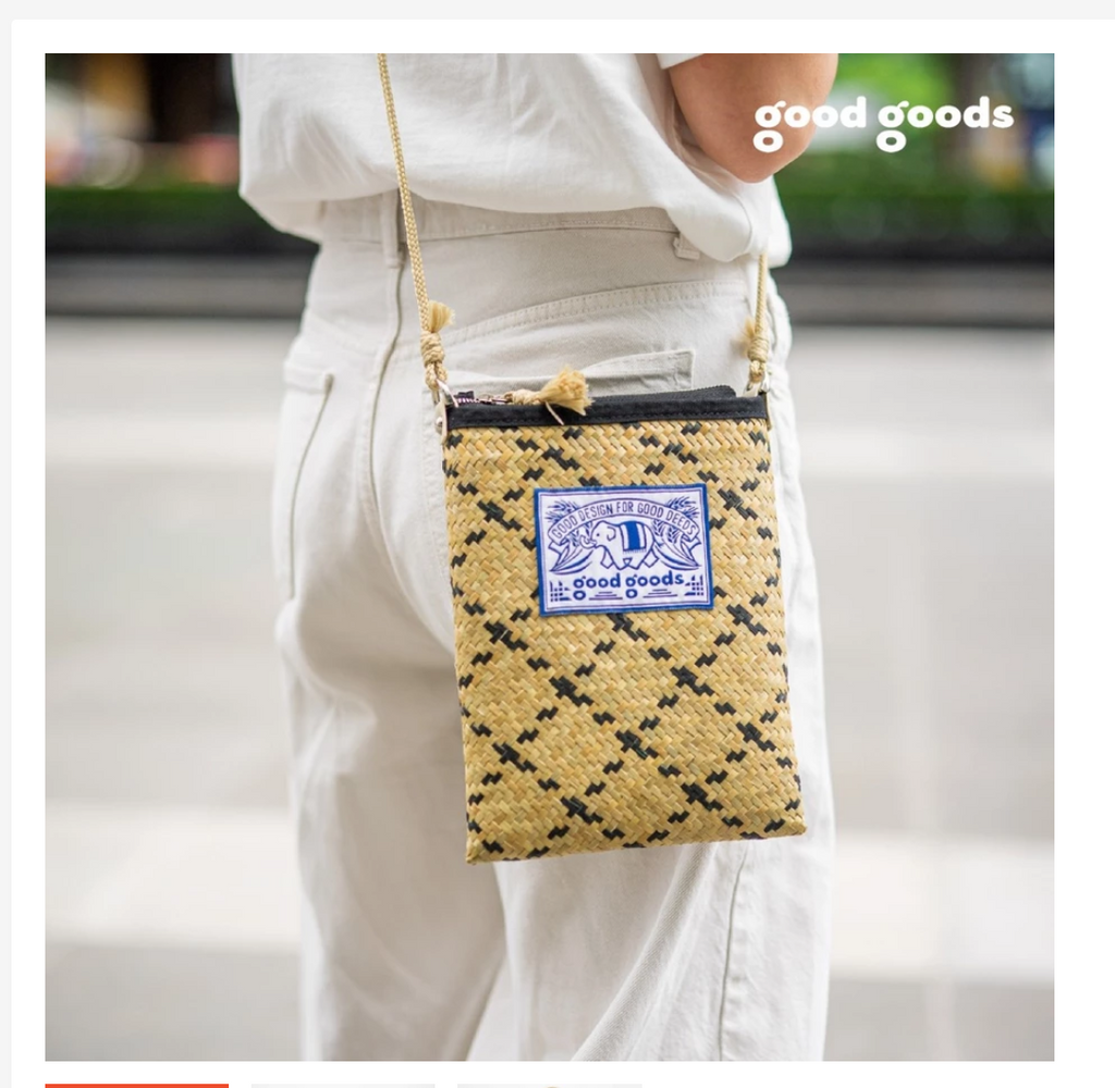 Good Goods Handmade Krajood Woven Crossbody Bag