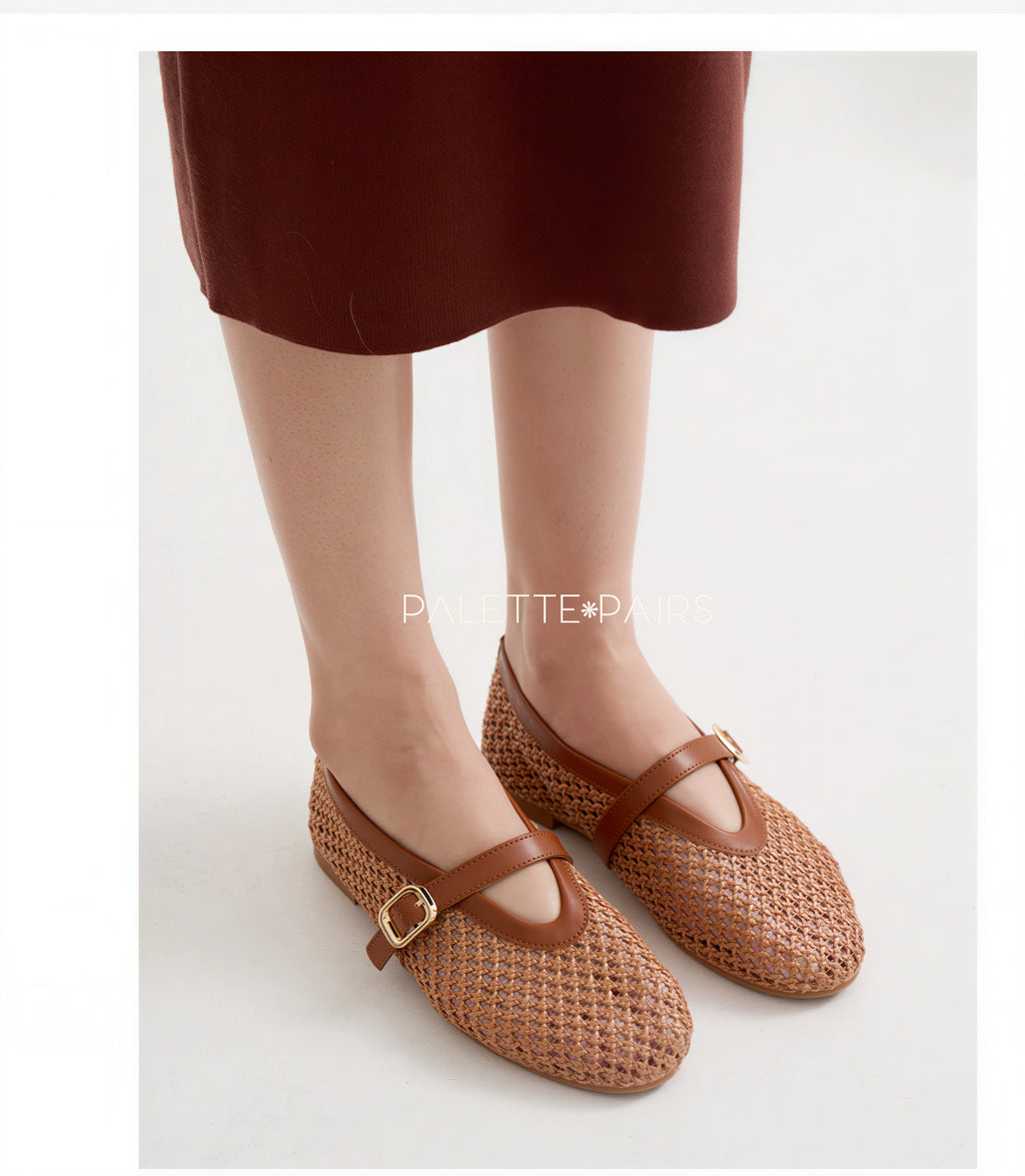 Palette Pairs Braided Mary Jane Flats – Korean Minimal Style