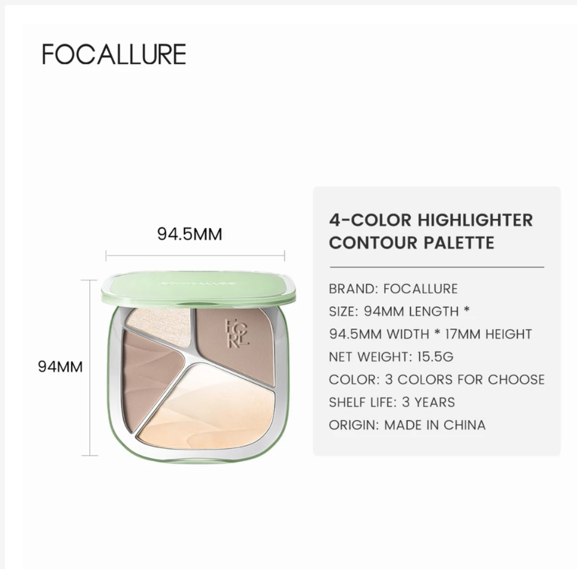 FOCALLURE Gradient Highlighter & Contour Palette, 5-Shade Face Sculpting Palette