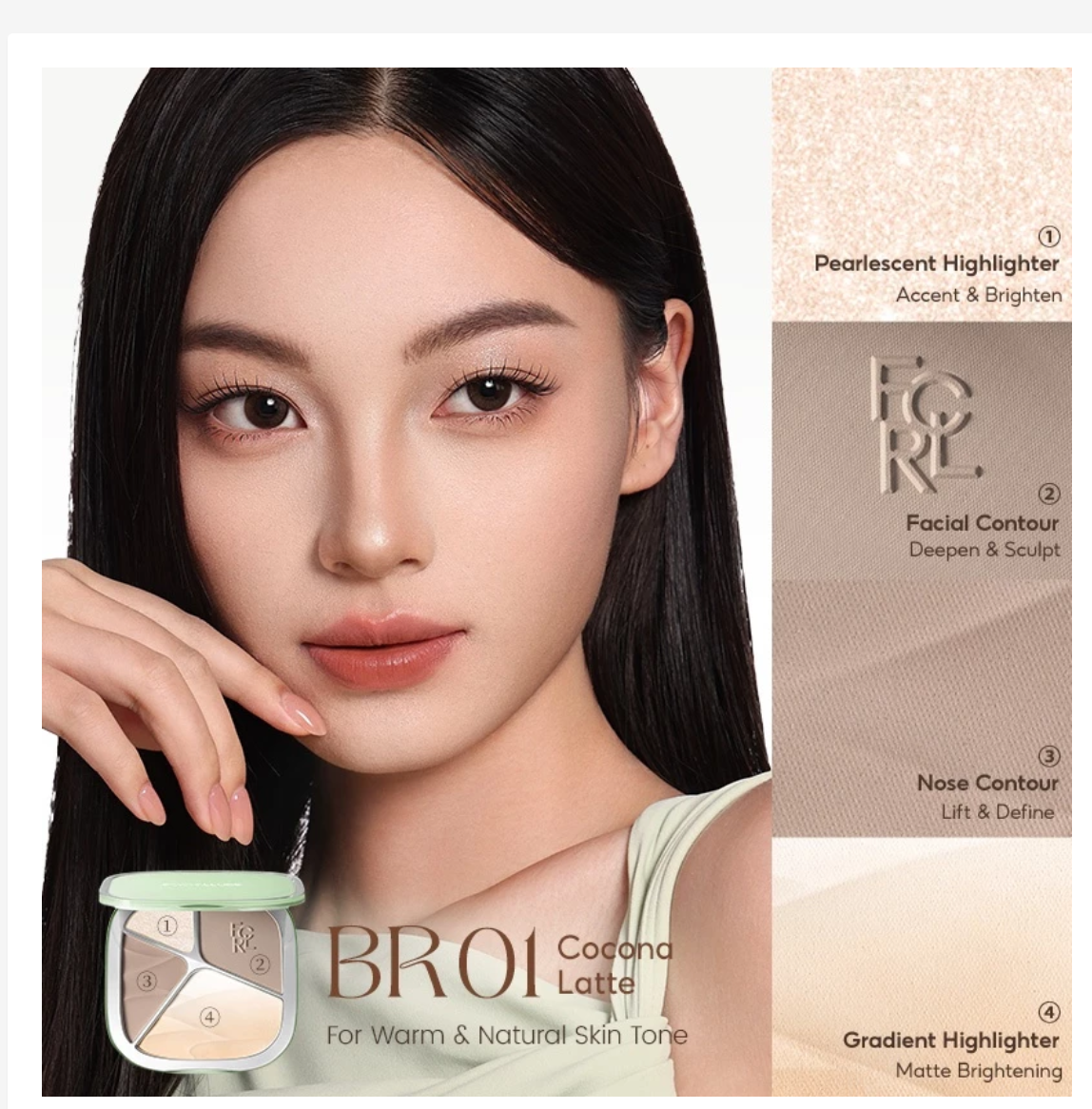 FOCALLURE Gradient Highlighter & Contour Palette, 5-Shade Face Sculpting Palette