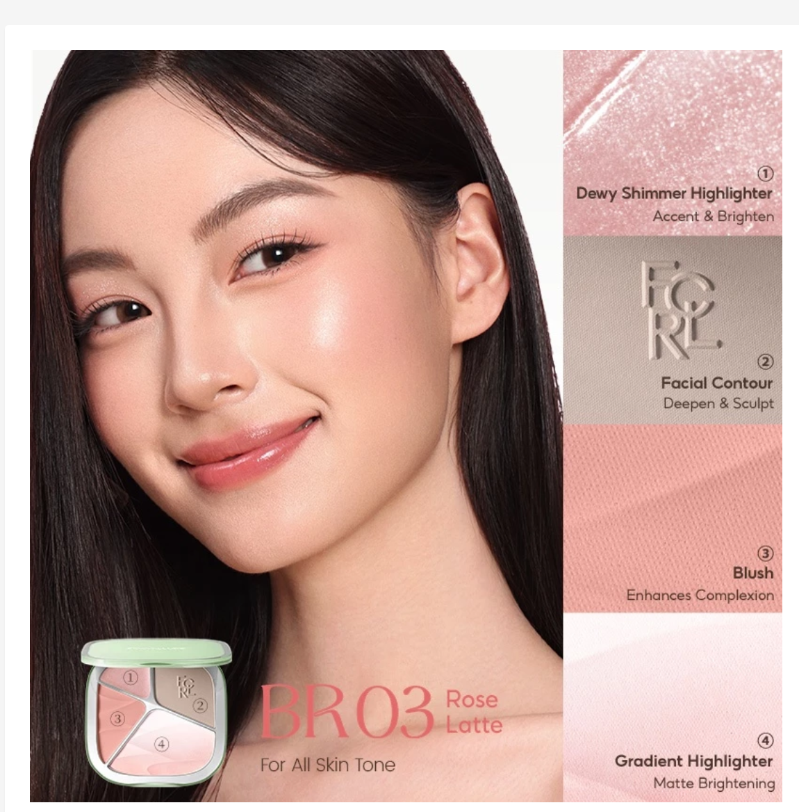 FOCALLURE Gradient Highlighter & Contour Palette, 5-Shade Face Sculpting Palette