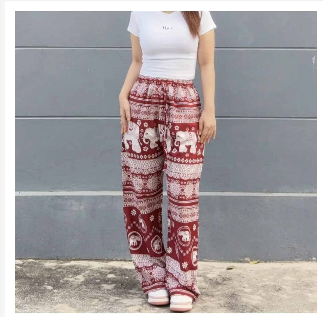 Thai Printed Straight-Leg Pants – Free Size, 53 Designs