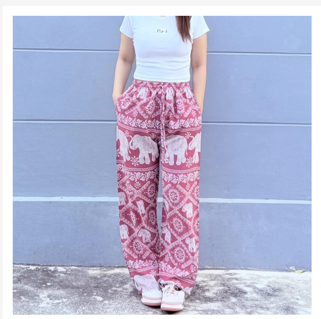 Thai Printed Straight-Leg Pants – Free Size, 53 Designs