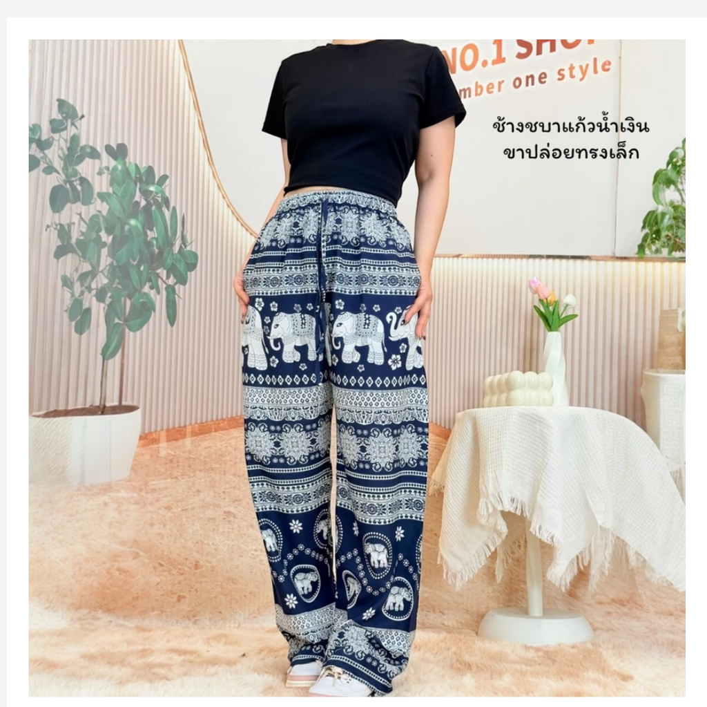 Thai Printed Straight-Leg Pants – Free Size, 53 Designs