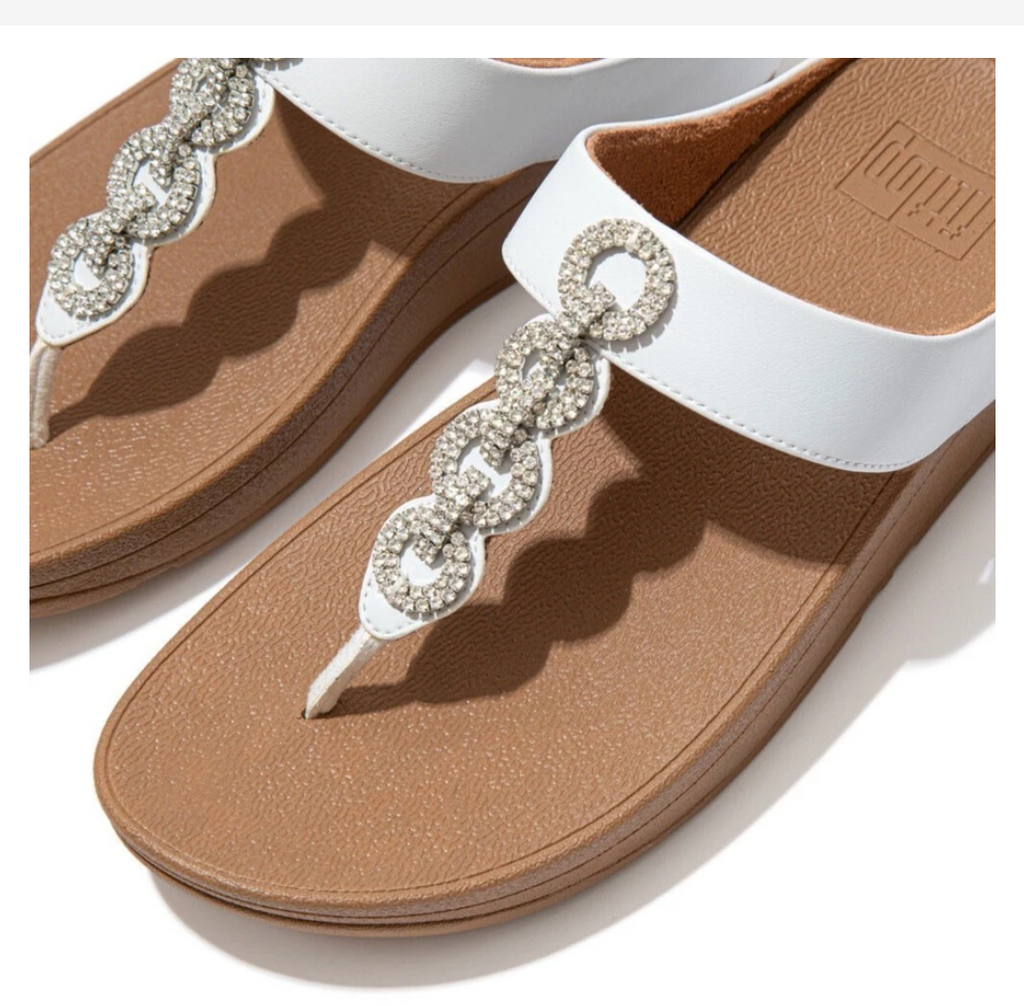 FitFlop Comm-Fino Sparkle Toe-Thongs Women’s Sandals – Urban White