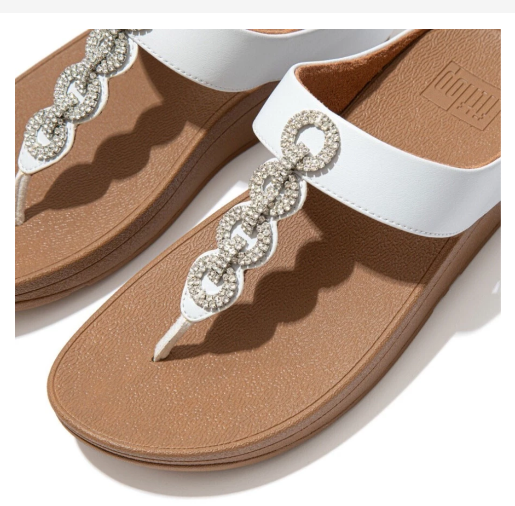 FitFlop Comm-Fino Sparkle Toe-Thongs Women’s Sandals – Urban White