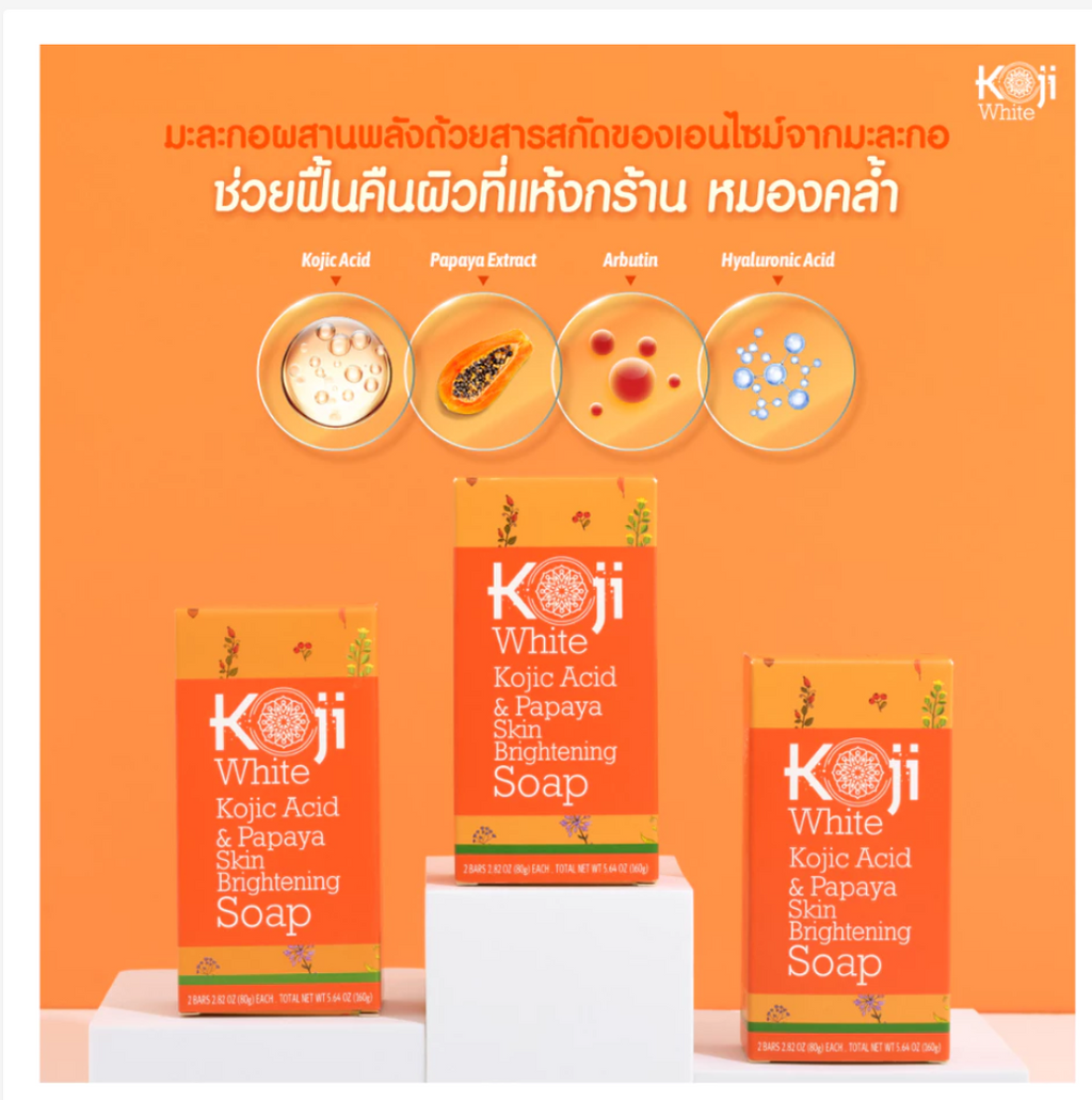 Koji White Kojic Acid & Papaya Brightening Soap – 2 x 80g