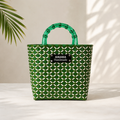 AMARA Handmade Woven Bag Emerald Glass Handle Edition