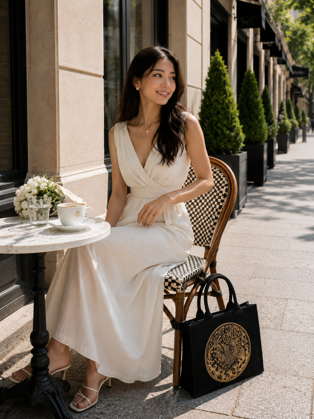 Garawak Bird Golden Tote Thai Premium Canvas Crossbody Bag