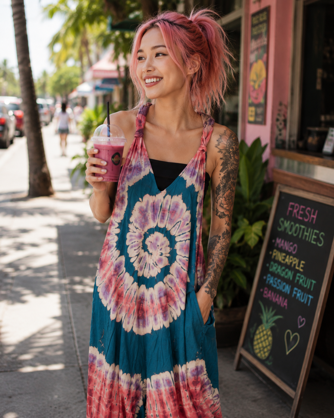 Y Boho Thai Jumpsuit Tie Dye Open Back Summer Jumpsuit