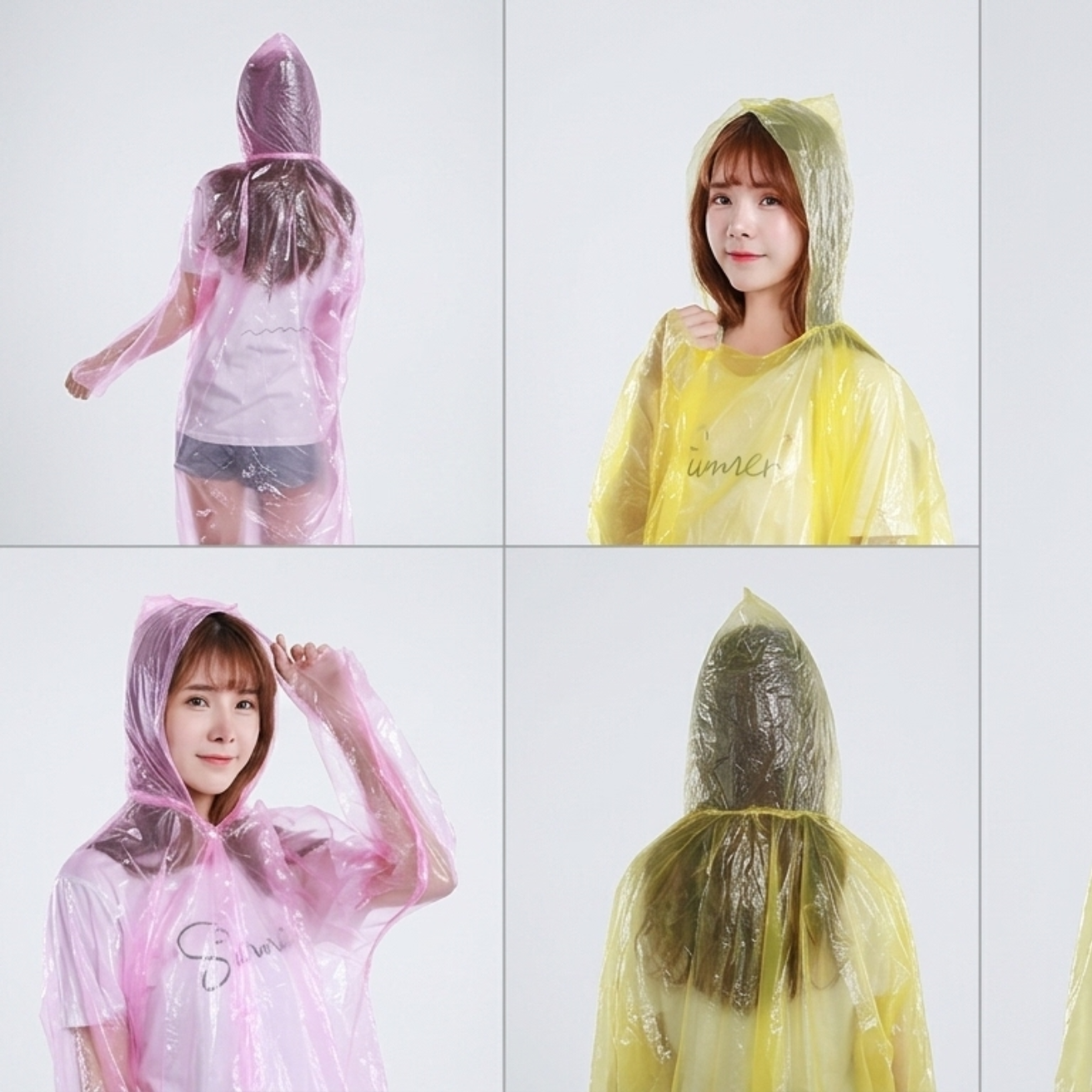 Disposable Rain Poncho Set 10 Pack Transparent