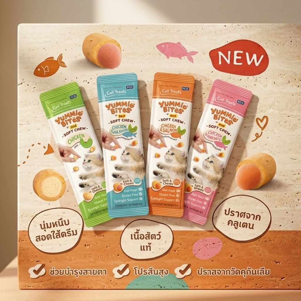 Me-O Yummie Bites Soft Cat Treats with Creamy Filling – 3 x 10g