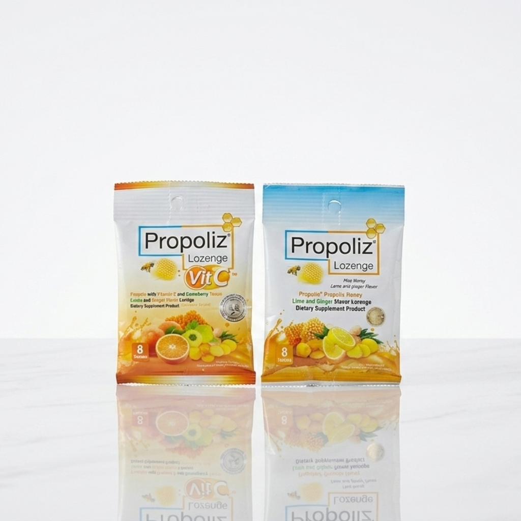 Propoliz Honey Lemon Lozenges – Original or Vitamin C, 8 Lozenges