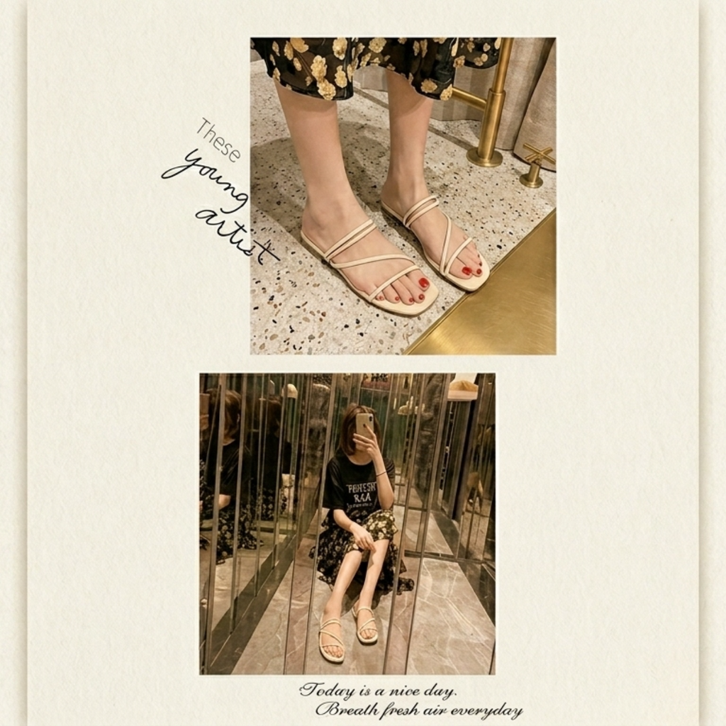 Korean Style Strap Slides  Minimal Everyday Comfort