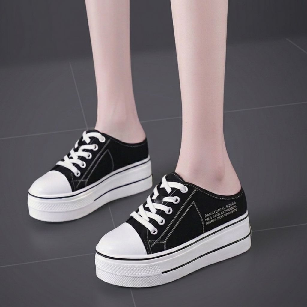 Platform Mule Sneakers  Korean Style