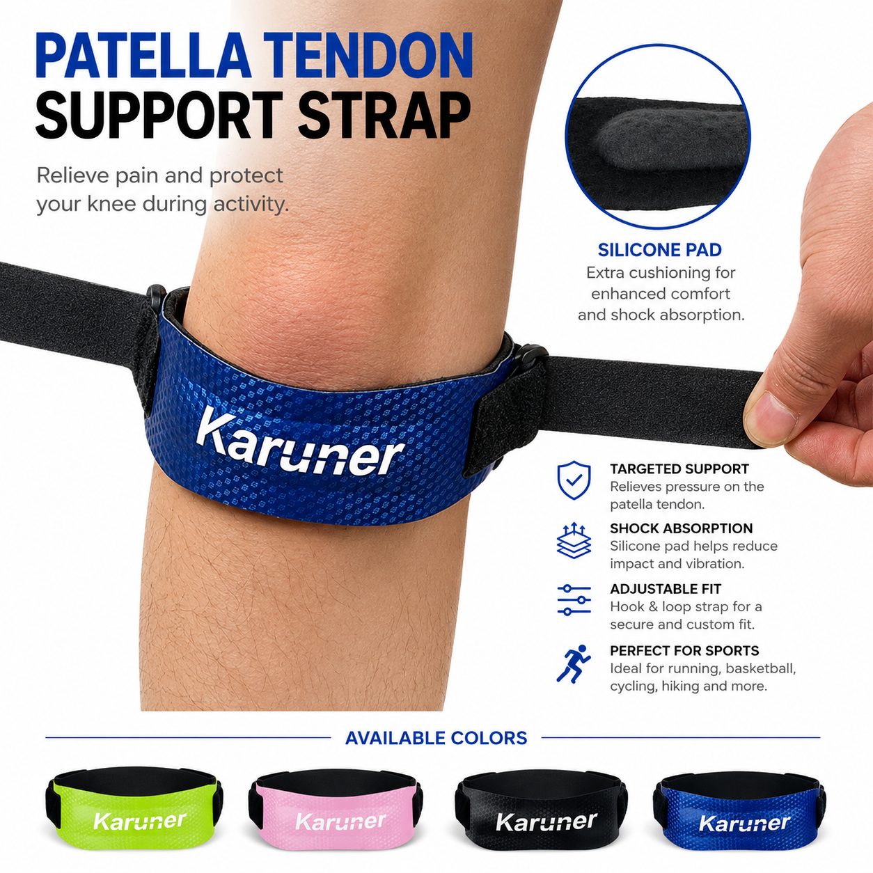Karuner Sport Knee Support Strap with Silicone Pad