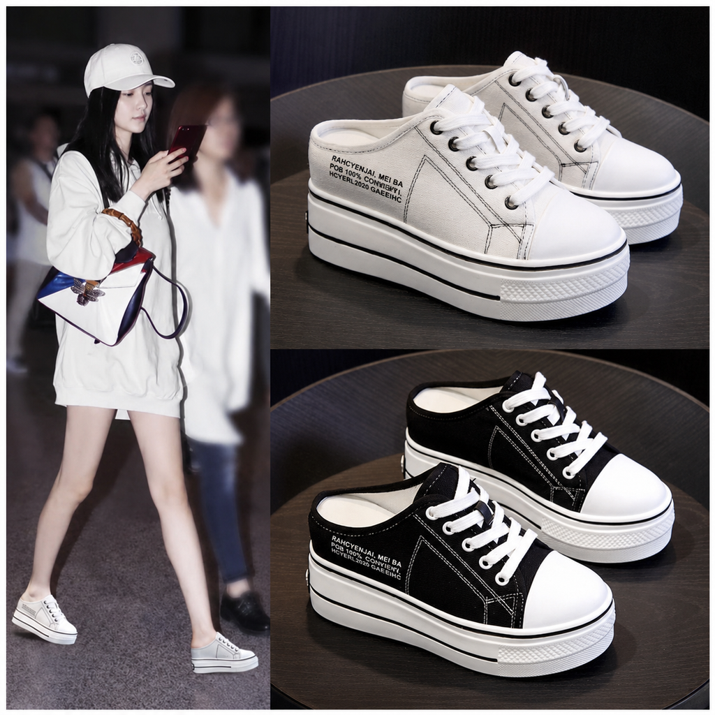 Platform Mule Sneakers  Korean Style