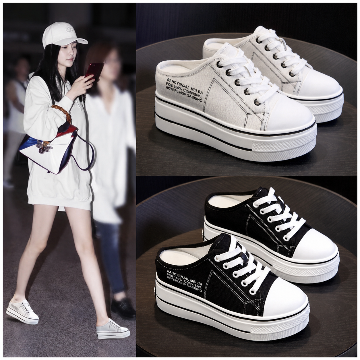 Platform Mule Sneakers  Korean Style