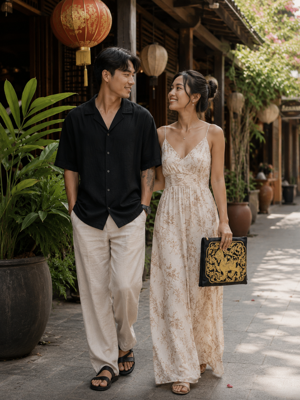 Singha Lion Canvas Clutch Thai Power Statement Pouch