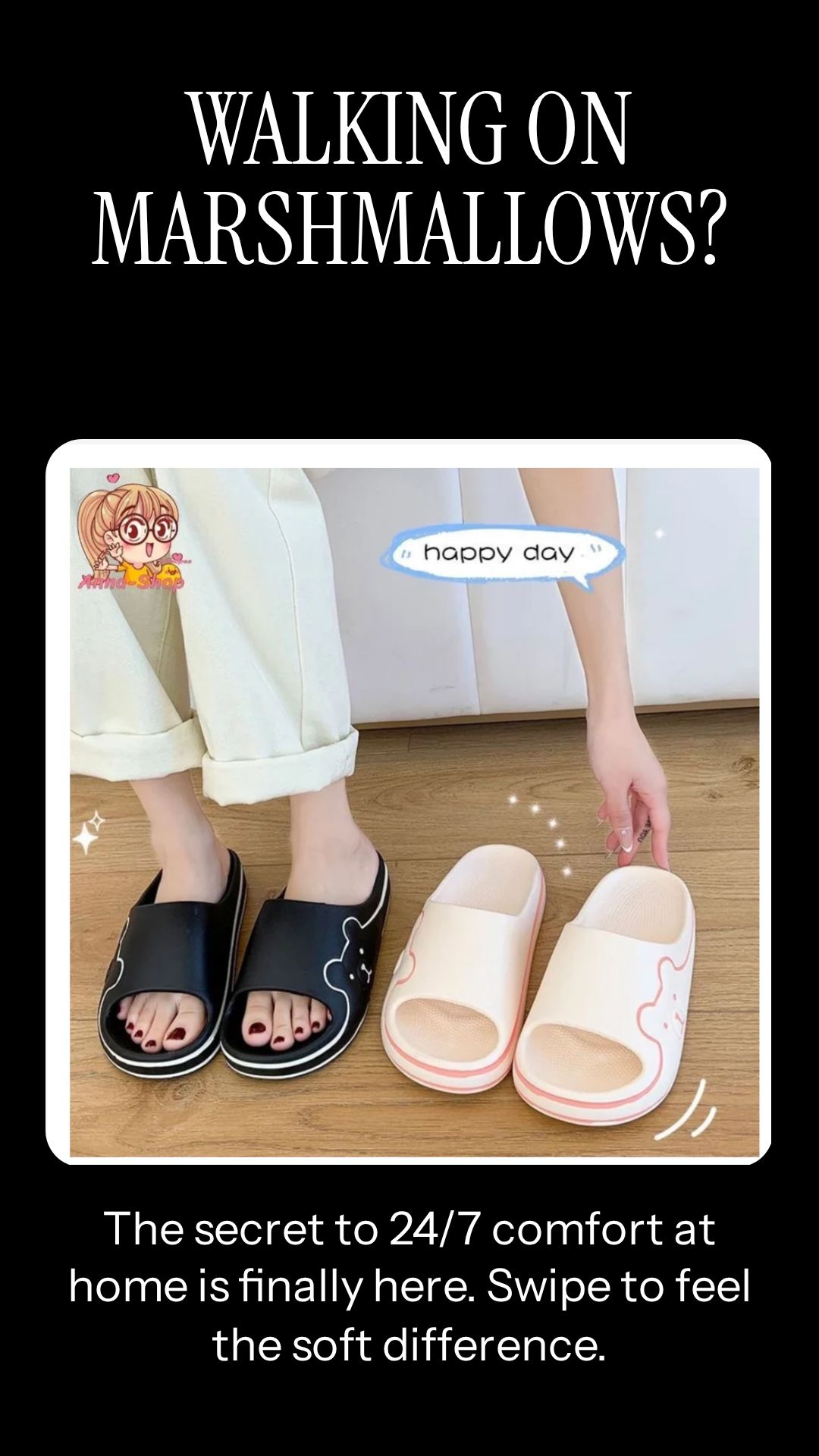 Women’s Cute Bear Slippers  Korean Style Cozy Comfort