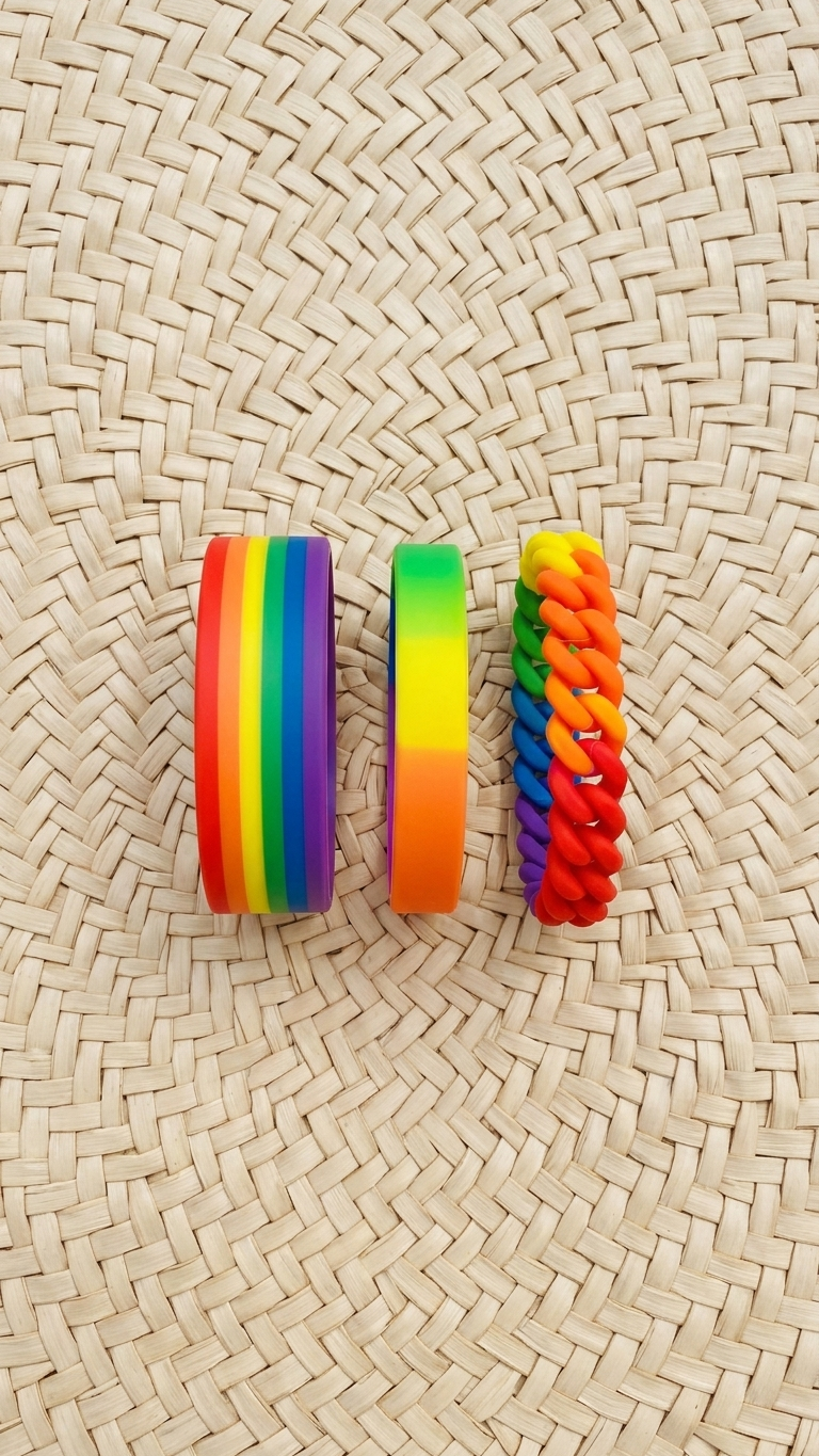 Pride Rainbow Silicone Wristbands, Set of 3 LGBTQ+ Bracelets