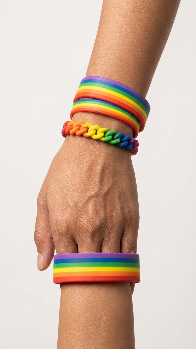 Pride Rainbow Silicone Wristbands, Set of 3 LGBTQ+ Bracelets