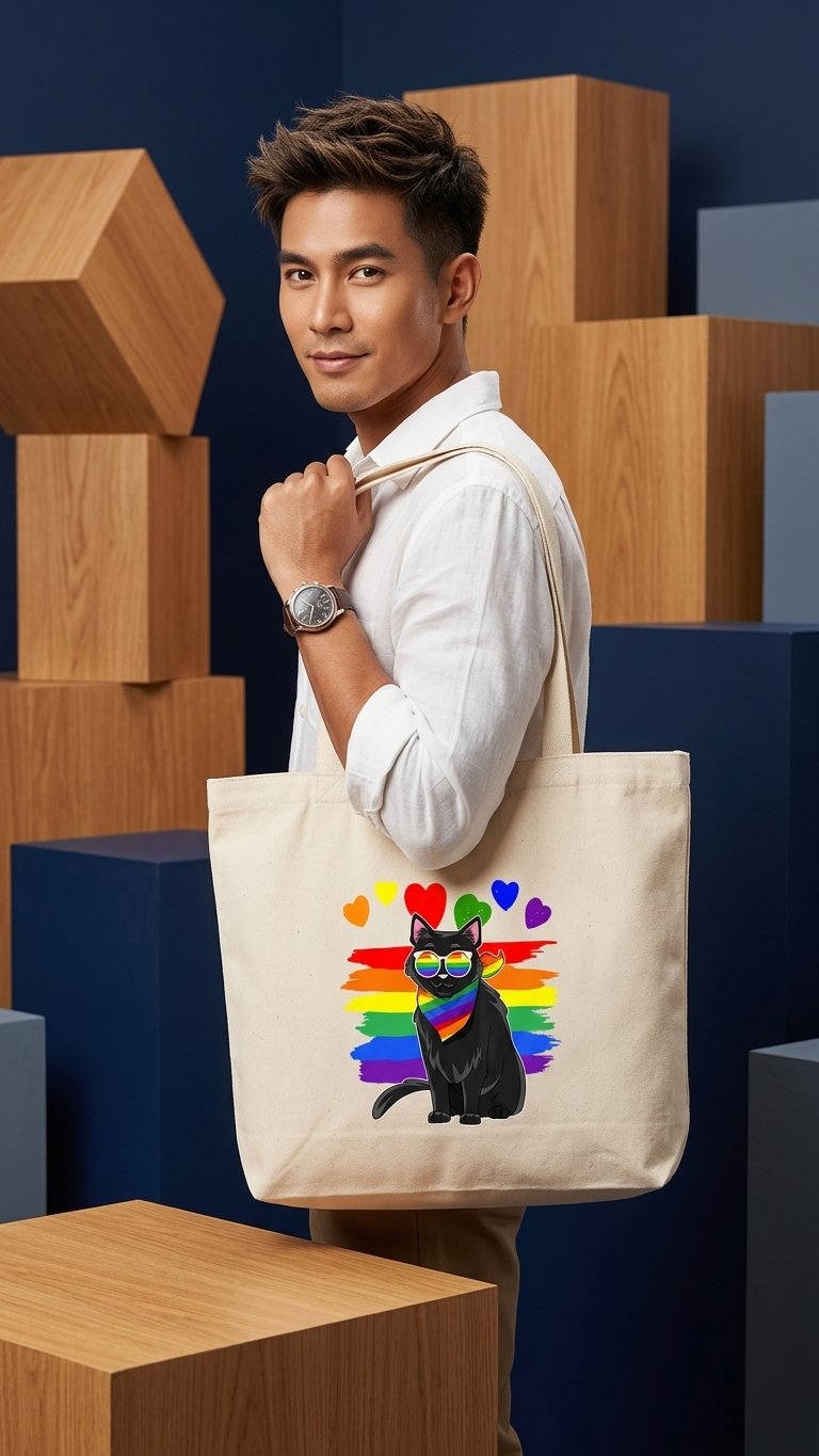 Thailand Pride Rainbow Tote Bag, Lightweight Canvas Shoulder Bag