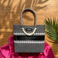 AMARA Handmade Woven Bag  Pearl Chain Elegant Tote