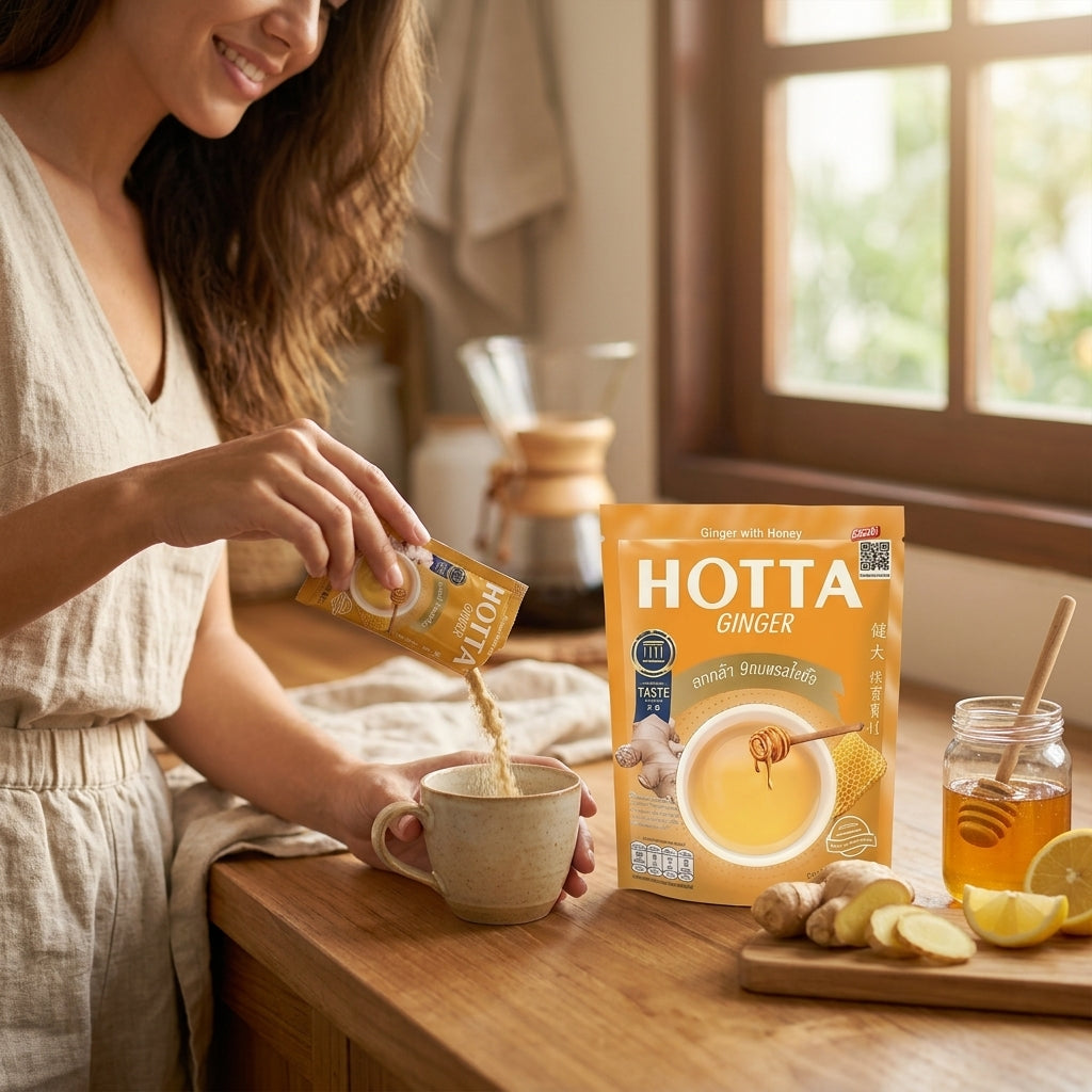 HOTTA Ginger Tea Sachets  Choose Flavor (Thai Herbal Drink)